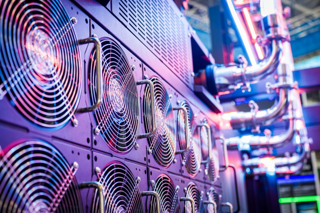 Close-up of server cooling fans in a data centre rack